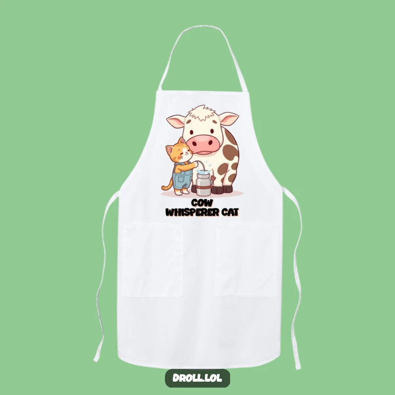 Funny Cat Milking Cow Kitchen Apron - Hilarious Chef Gift!