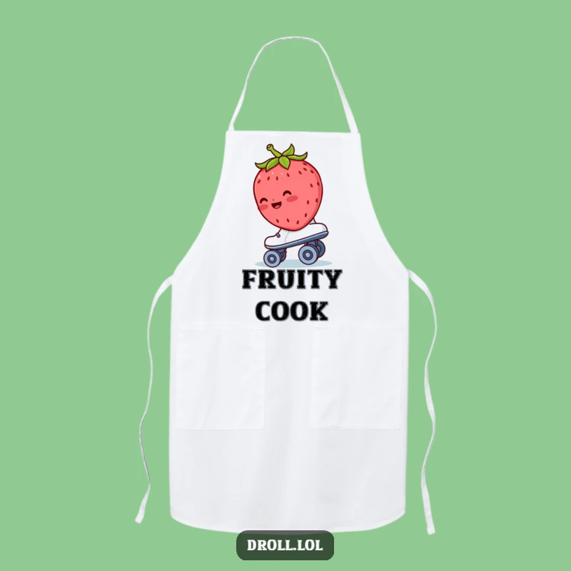 Funny Strawberry Roller Skate Apron - Whimsical Retro Kitchen Gift