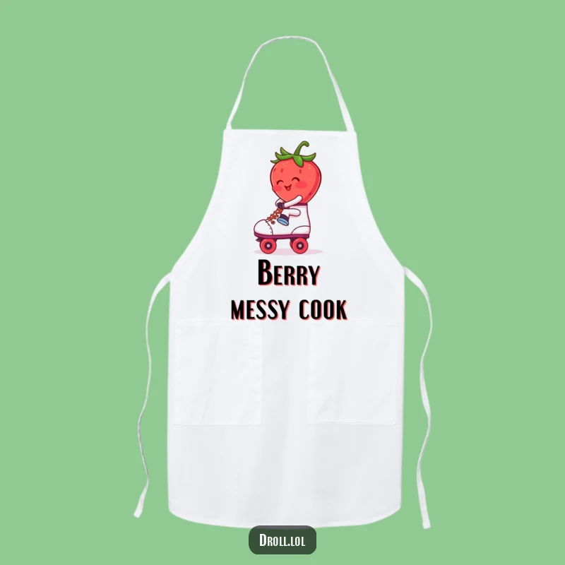 Funny Blushing Strawberry Roller Skate Apron: Cook with Retro Fun - Hilarious Gift!