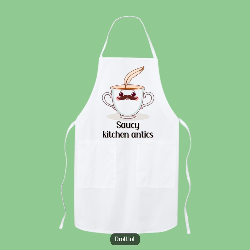 Funny Teacup Mustache Apron: Surprised Chef Tickle Gift