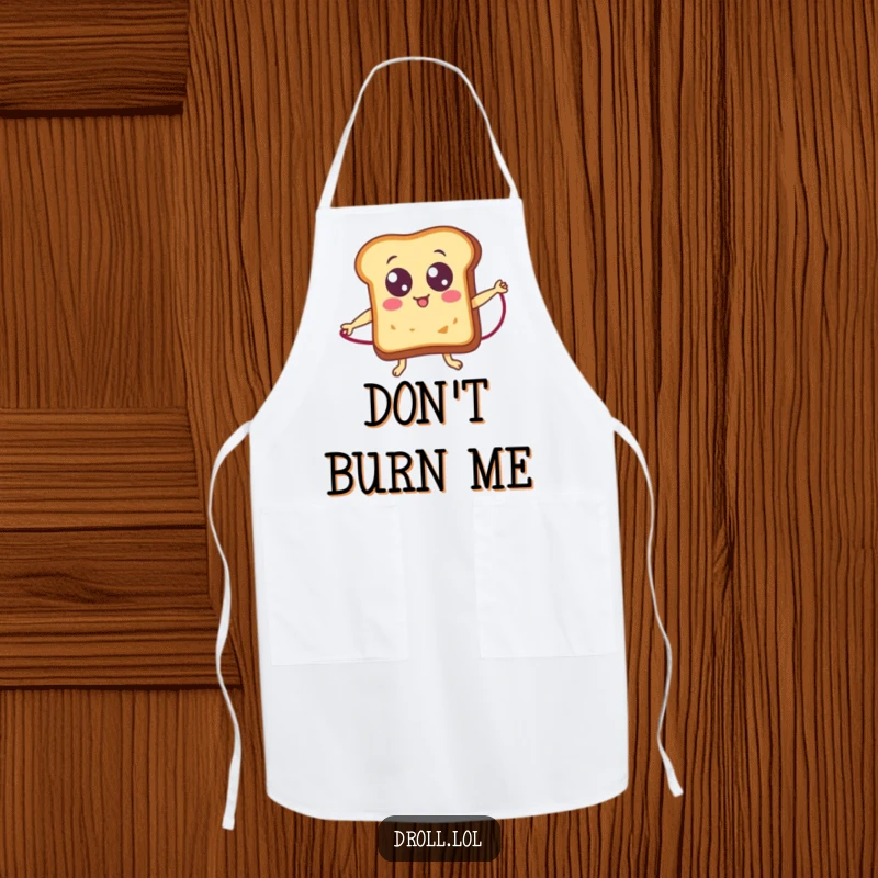 Funny toast with googly eyes jumping rope, a humorous and practical apron for cooking and baking.