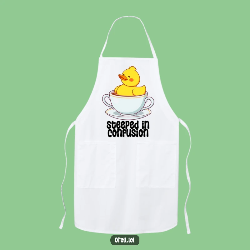 Funny Confused Duck Teacup Apron - Kitchen Humor Culinary Gift!