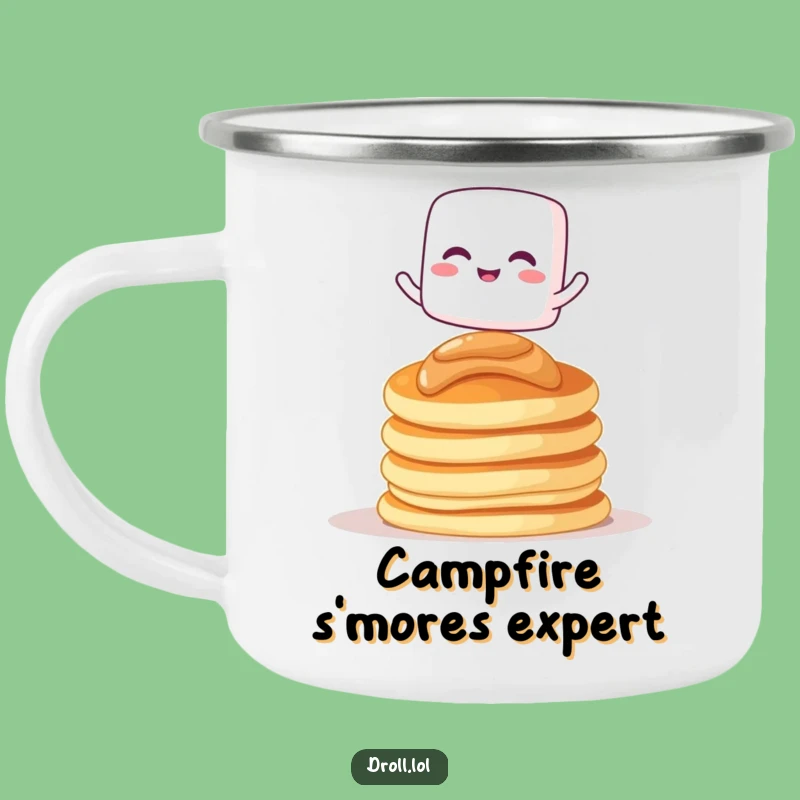 Funny Marshmallow Pancakes Camping Mug: Giggling Cartoon Character Cup For Outdoor Gift