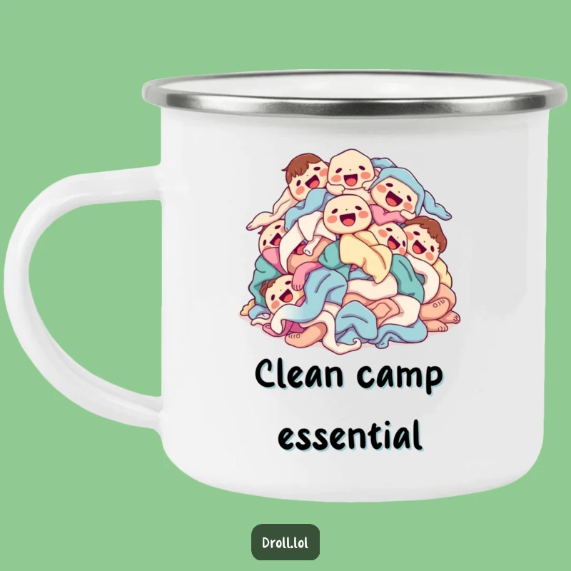 Funny Laundry Pile Camping Mug: Cheerful Outdoors, Perfect Gift