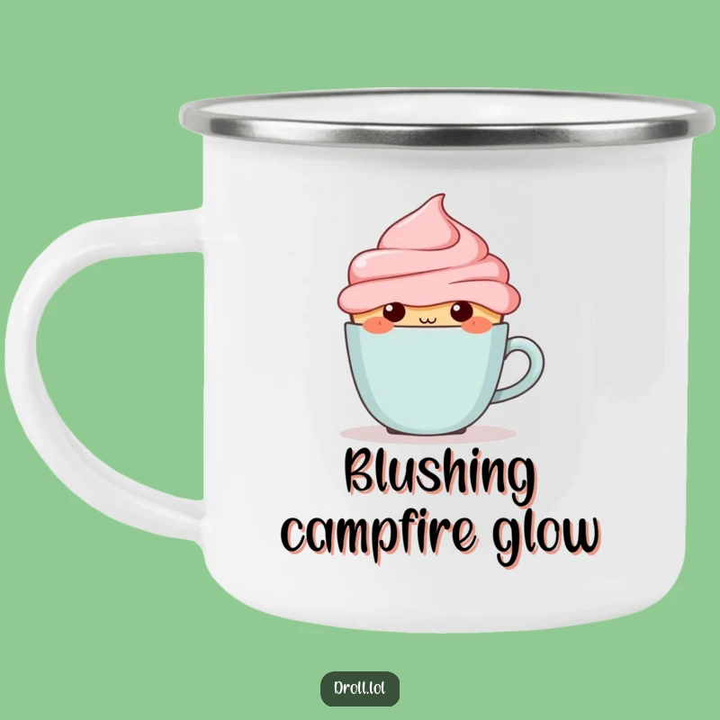 Funny Blushing Cupcake Enamel Mug - Hilarious Cozy Coffee Gift