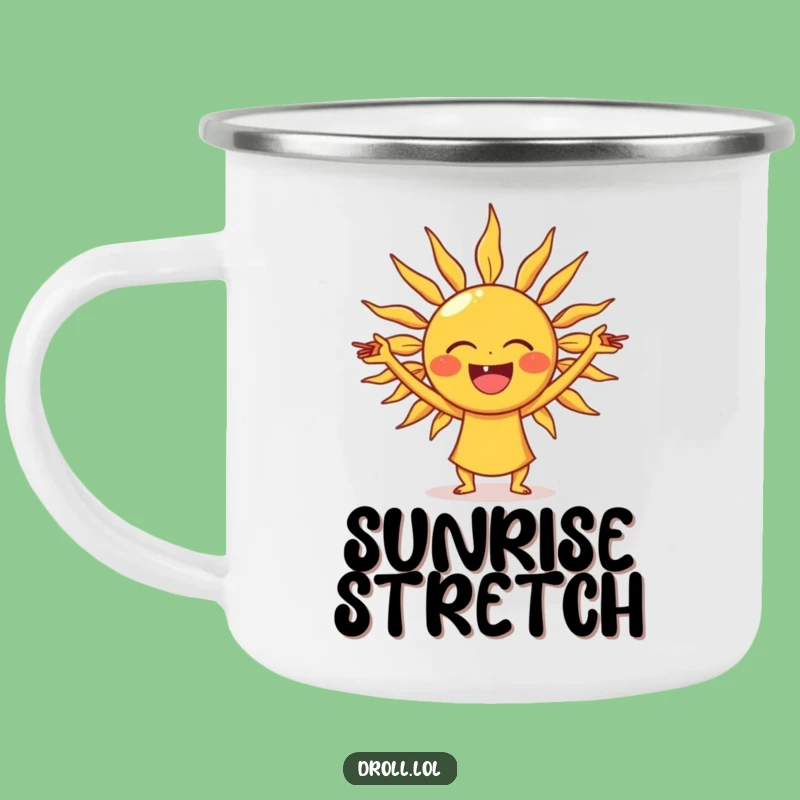 Funny Laughing Sun Yoga Camping Mug: Cosmic Outdoor Stretching Rays Gift