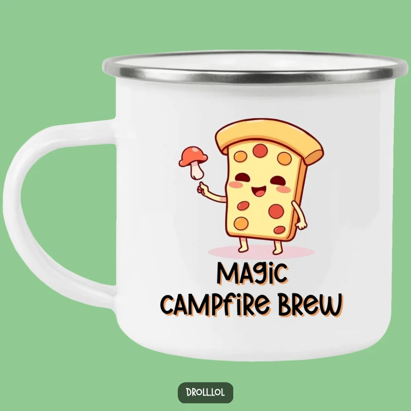 Funny Pizza Magic Camping Mug: Smug Slice Levitation Enamel, Great Funny Gift