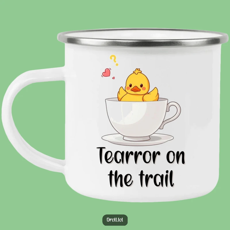 Funny Confused Duck Teacup Camping Mug - Adventure Fuelled by Laughter!