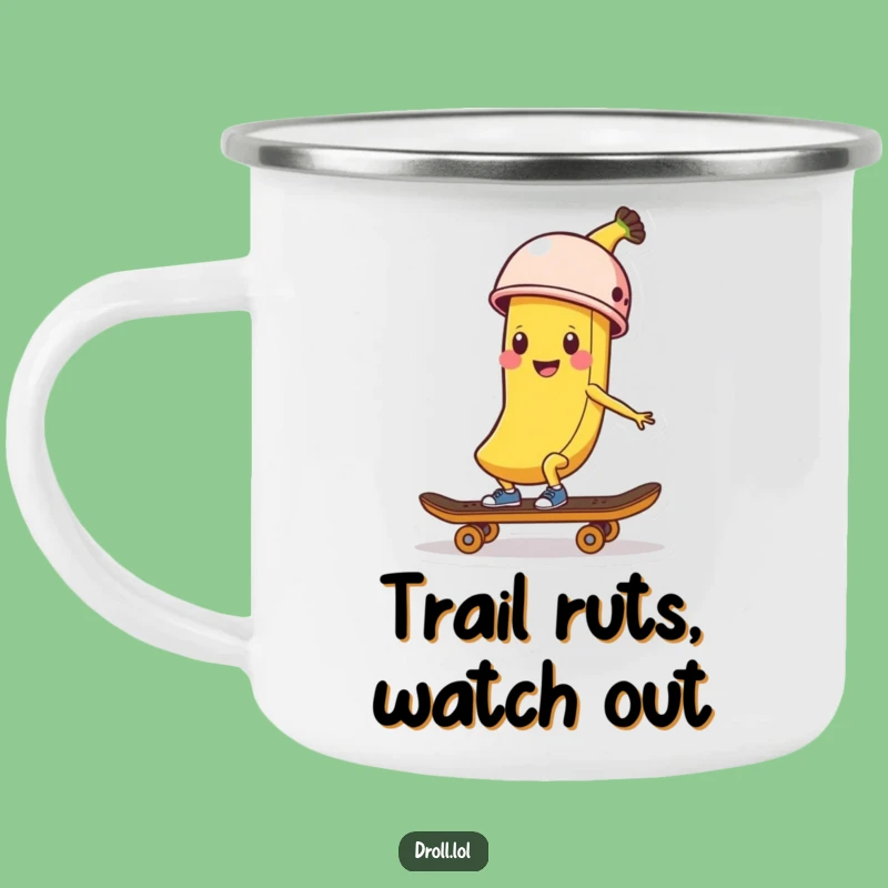 Funny Banana Skater Camping Mug: Adventure Helmeted Peel, Perfect Gift for Outdoors