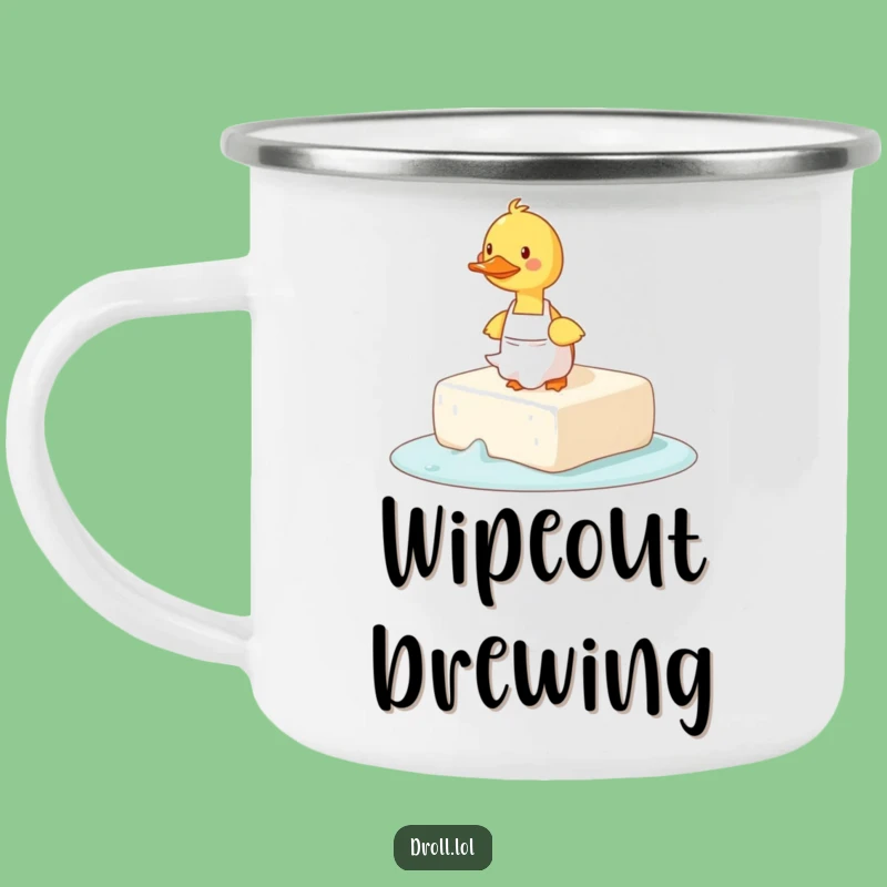 Funny Tripping Duck Soap Camping Mug: Sip Laughs on Slippery Adventures!