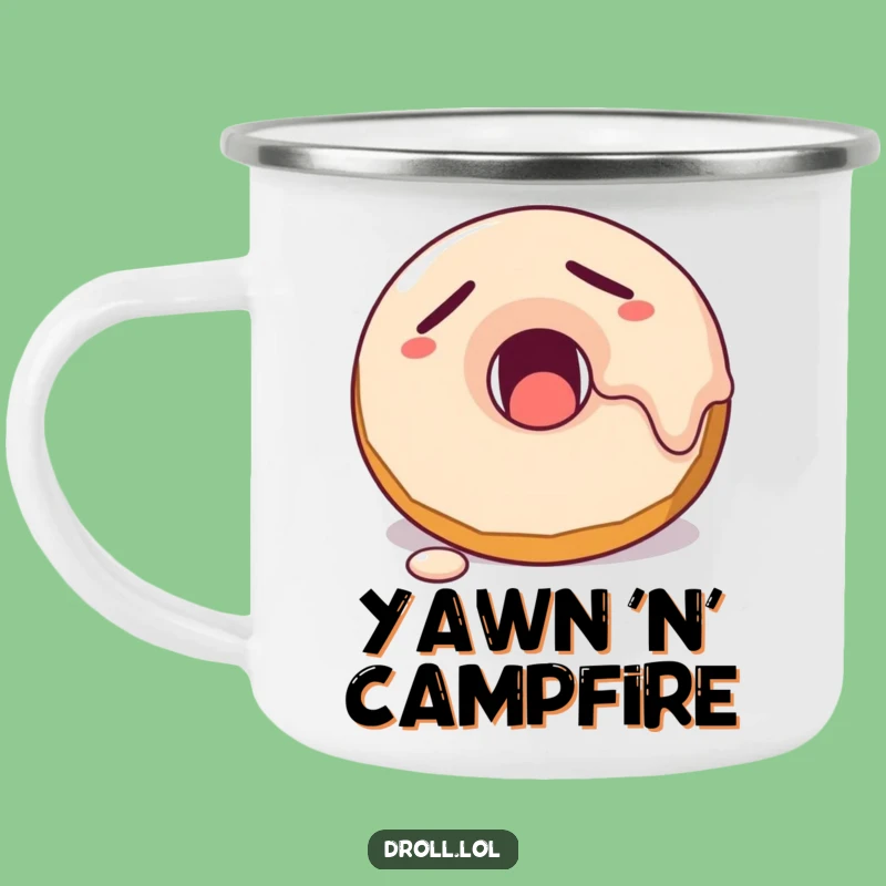 Funny Sleepy Donut Enamel Mug - Hilarious Cozy Campfire Gift