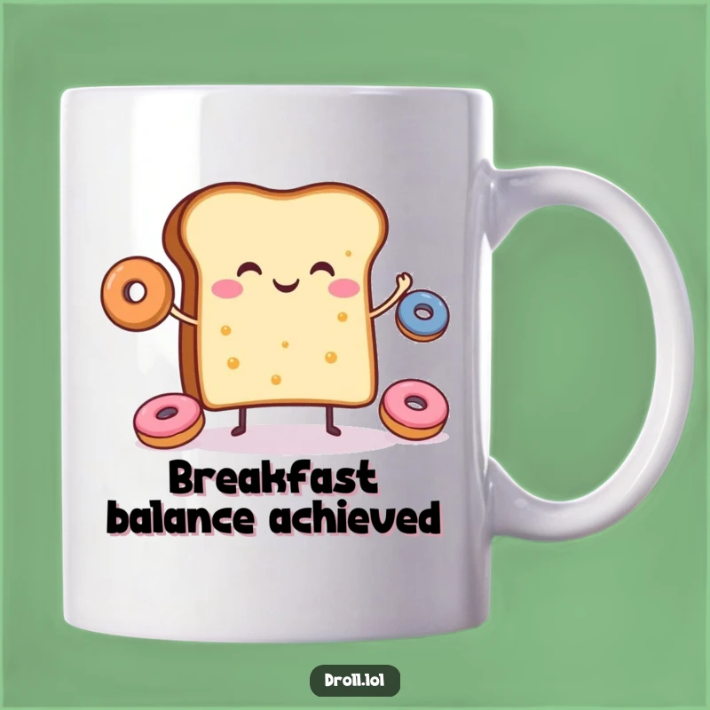 Funny Toast Donut Juggling Mug: Cheerful Breakfast Treat, Perfect Happy Gift!
