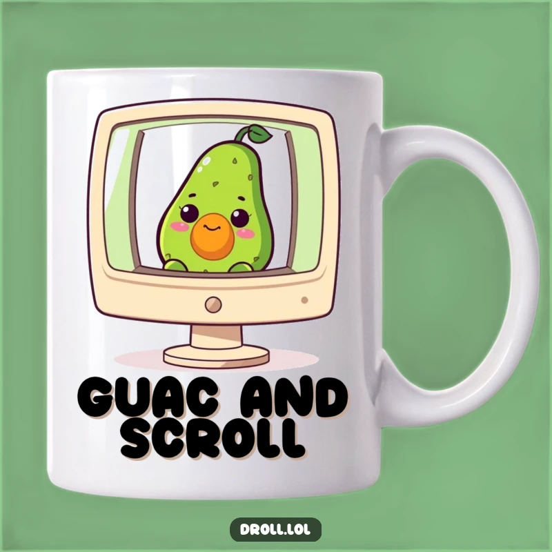 Funny Curious Avocado Computer Mug - Nerdy Tech Humor Gift for Avocado Lovers