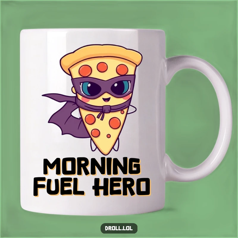 Funny Pizza Superhero Mug: Saving the Day, One Slice at a Time!