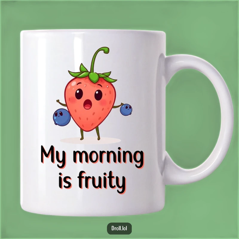 Funny Strawberry Juggling Mug: Surprised Berry, Hilarious Fruit Fun Gift!