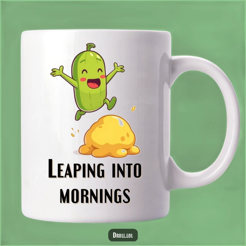 Funny Pickle Jump Mug: Energetic Heroic Leap, Perfect Funny Gift for Food Lovers