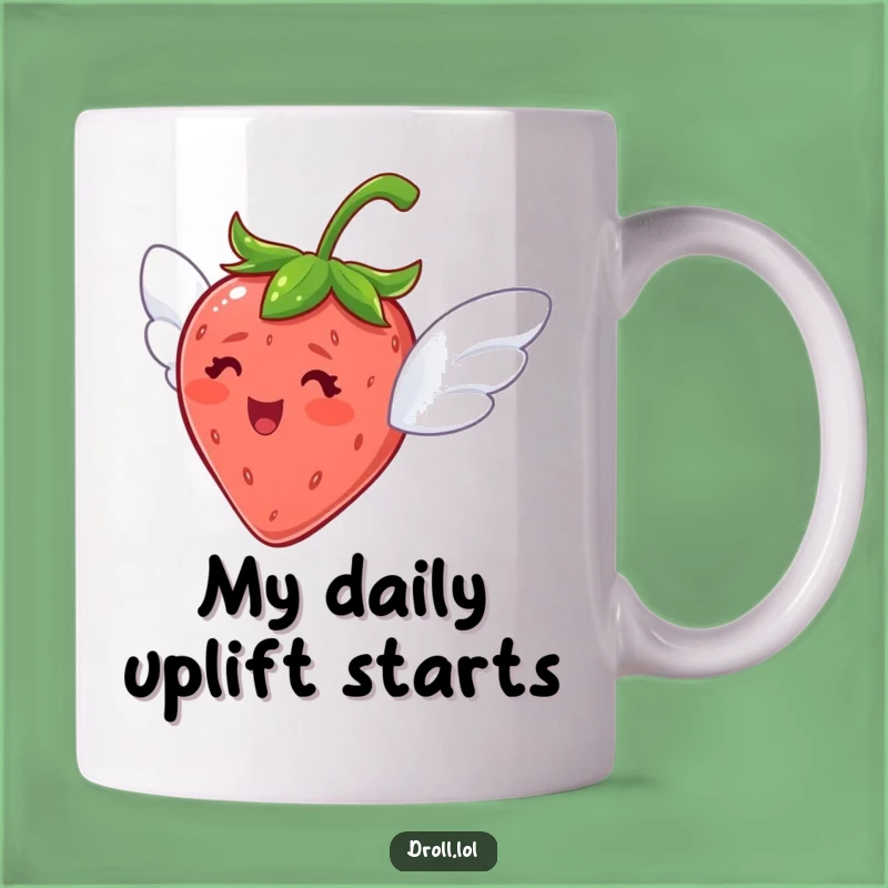 Funny Flying Strawberry Mug: Delighted Wings, Sweet & Whimsical Gift!