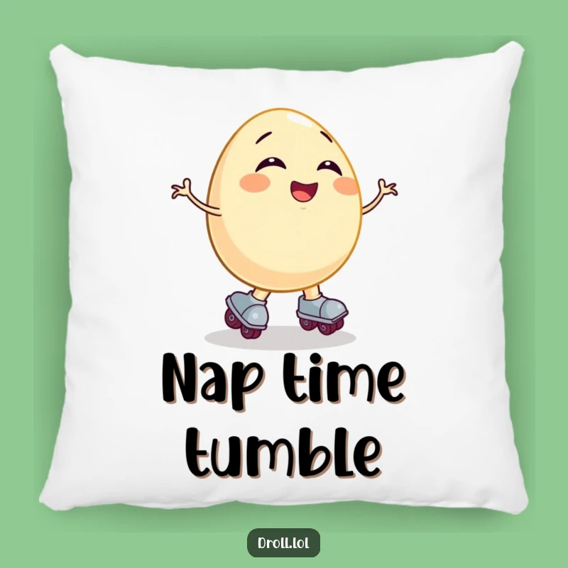 Comfy Funny Giggling Egg Roller Skate Pillow - Soft Comical Decor