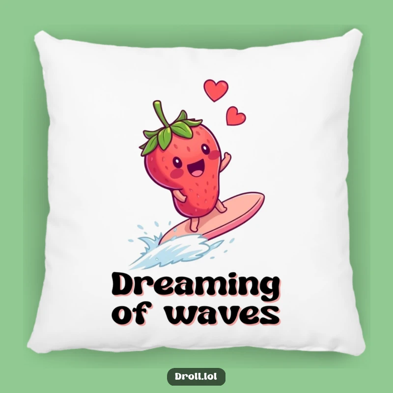 Comfy Funny Strawberry Surfing Blueberry Pillow - Soft Fruit Decor