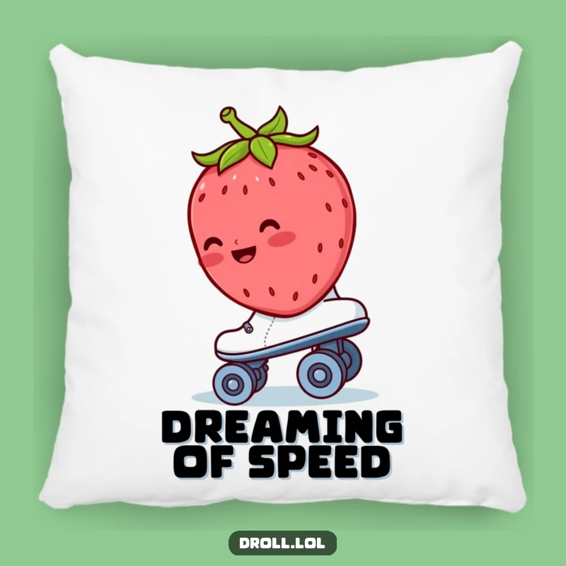 Comfy Funny Strawberry Roller Skate Pillow - Cozy, Cute Berry Decor Gift