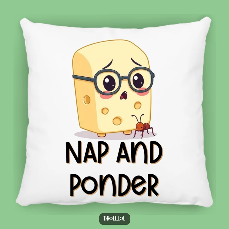 Funny Cheese & Ant Spectacles Pillow - Comfy and Hilarious Decor for Thinkers