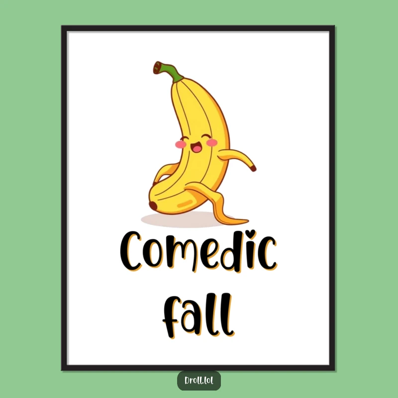 Funny Banana Slipping Digital Art - Exaggerated Flair Humorous Decor