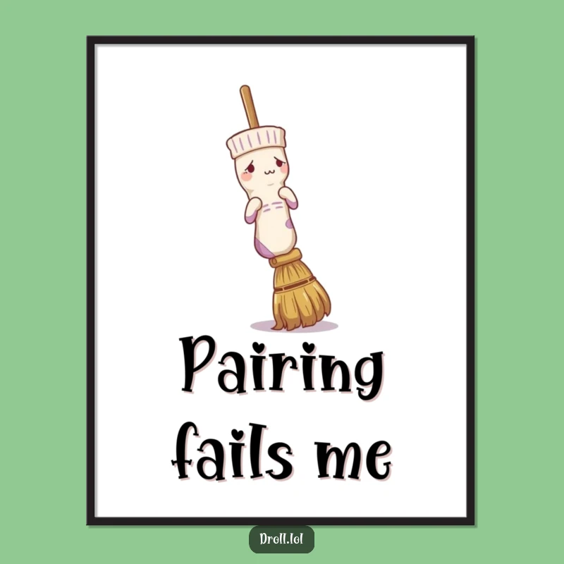 Funny Confused Sock Broom Digital Art - Instant Quirky Decor