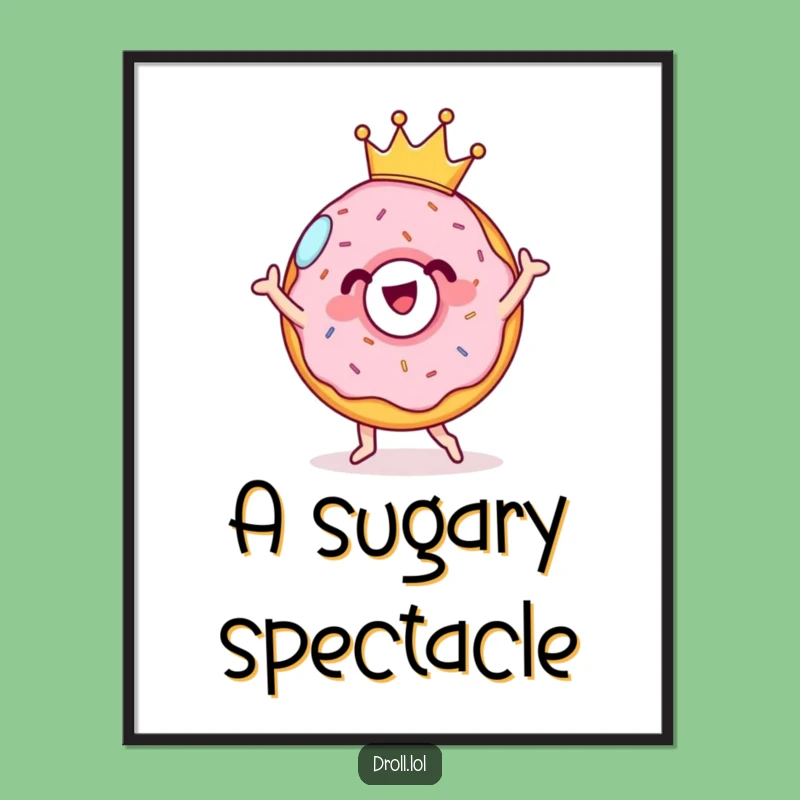 Funny Donut Dance Digital Art: Cheerful Crowned Treat Decor Gift