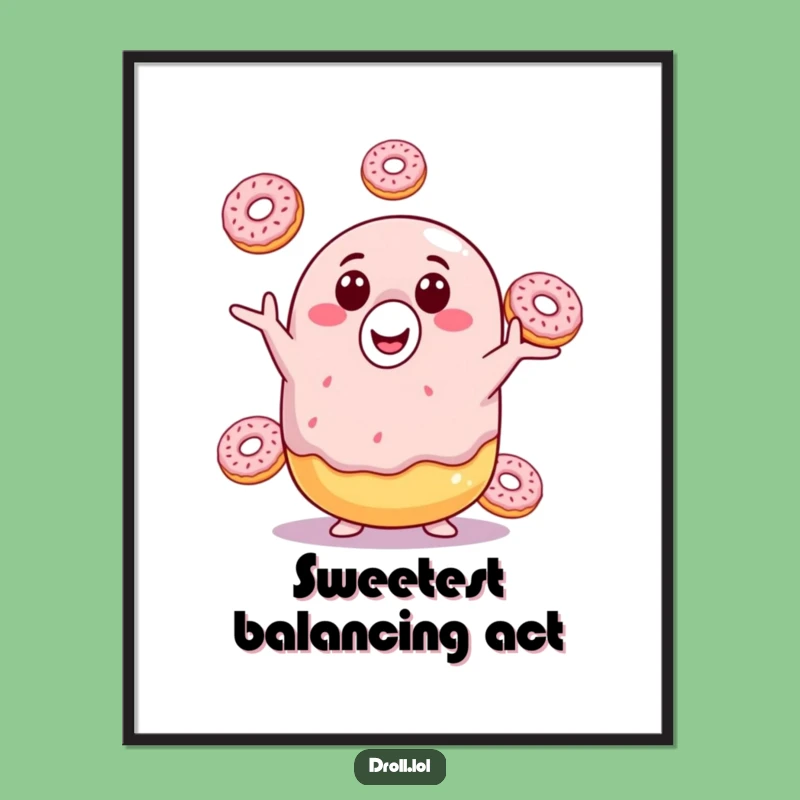 Funny Donut Juggling Digital Art Print: Instantly Downloadable Hilarious Decor for Your Walls