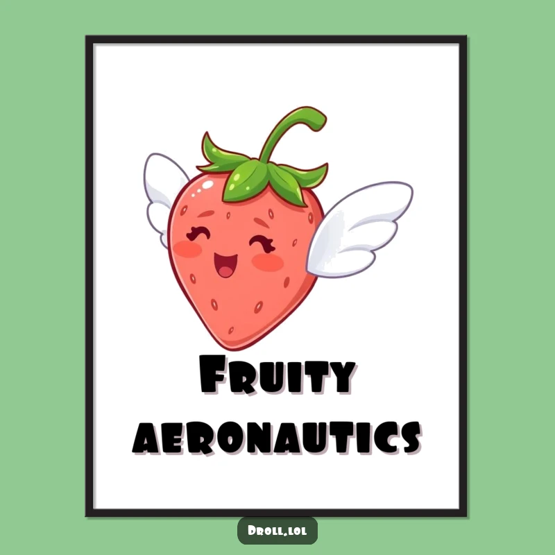 Funny Flying Strawberry Digital Print: Delighted Art, Instant Decor Gift!