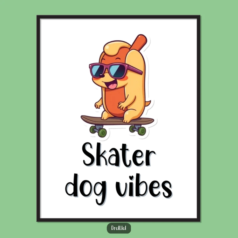 Funny Hot Dog Skater Digital Print: Instant Cool Wall Art