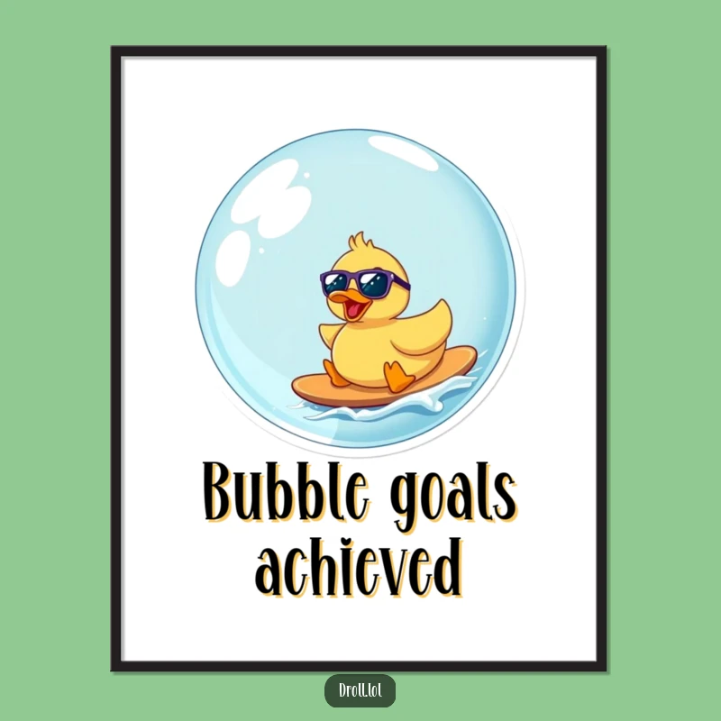 Funny Rubber Duck Surfing Bubble Digital Print: Instant Hilarious Decor for Your Walls