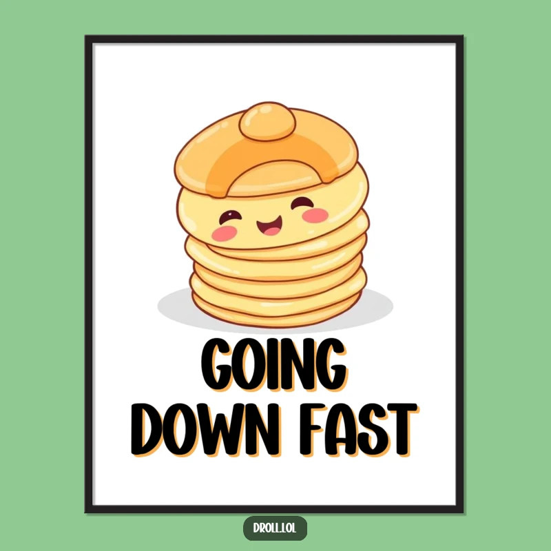Funny Happy Pancake Digital Art: Printable Comical Breakfast Tumble, Instant Funny Gift Download