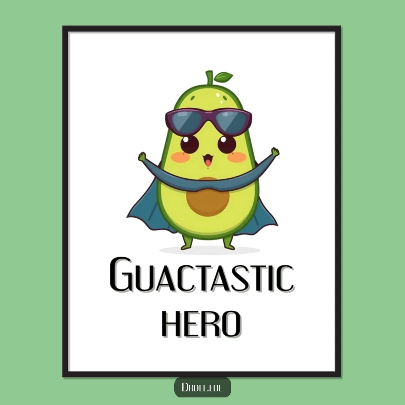 Funny Avocado Superhero Digital Art - Instant Heroic Decor