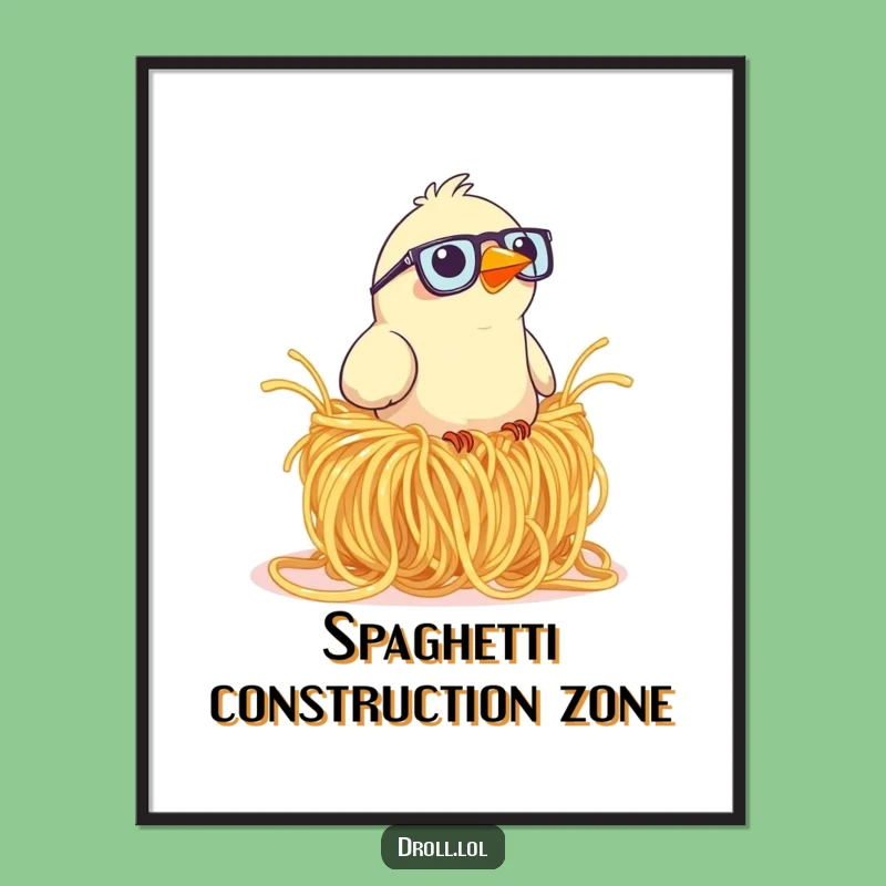 Funny Bird Spaghetti Nest Digital Print: Hilarious Art for Instant Laughs!