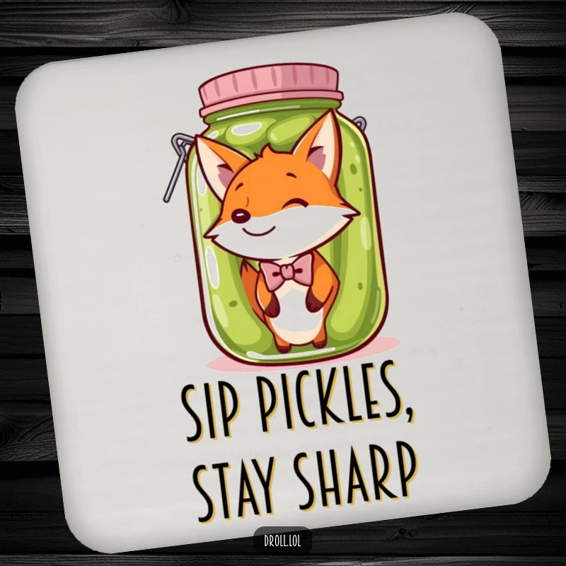 Funny Coasters: Foxes in pickle jars bring hilarious, quirky charm to drink coasters, protecting surfaces with absurd humor.