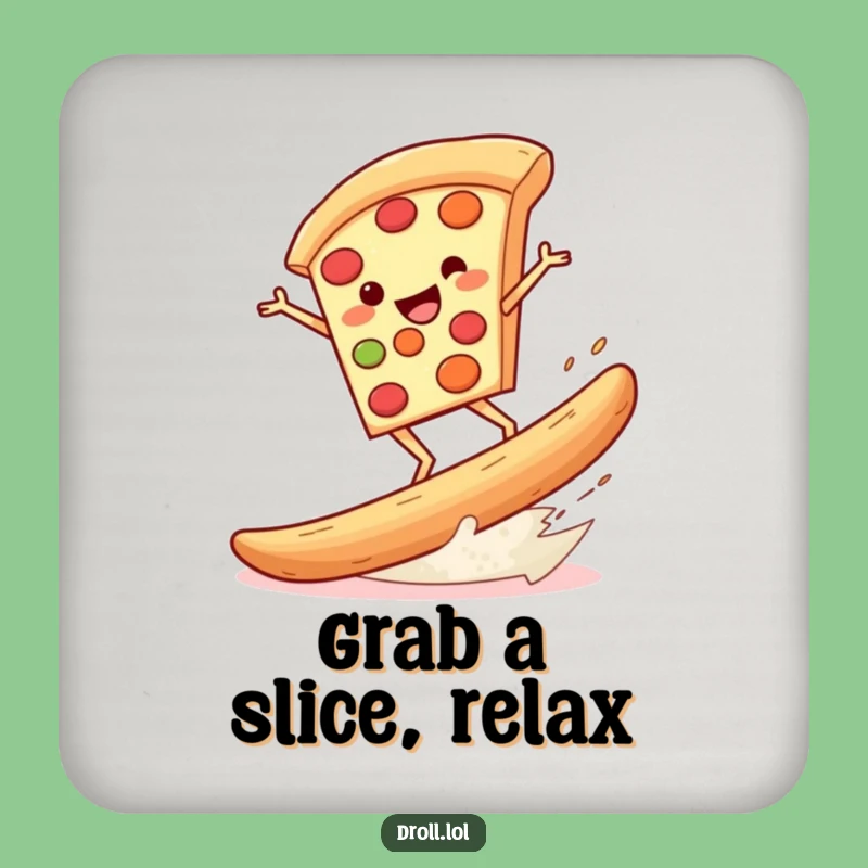 Funny Pizza Surf Drink Coaster: Protect Surfaces with this Hilarious Pizza