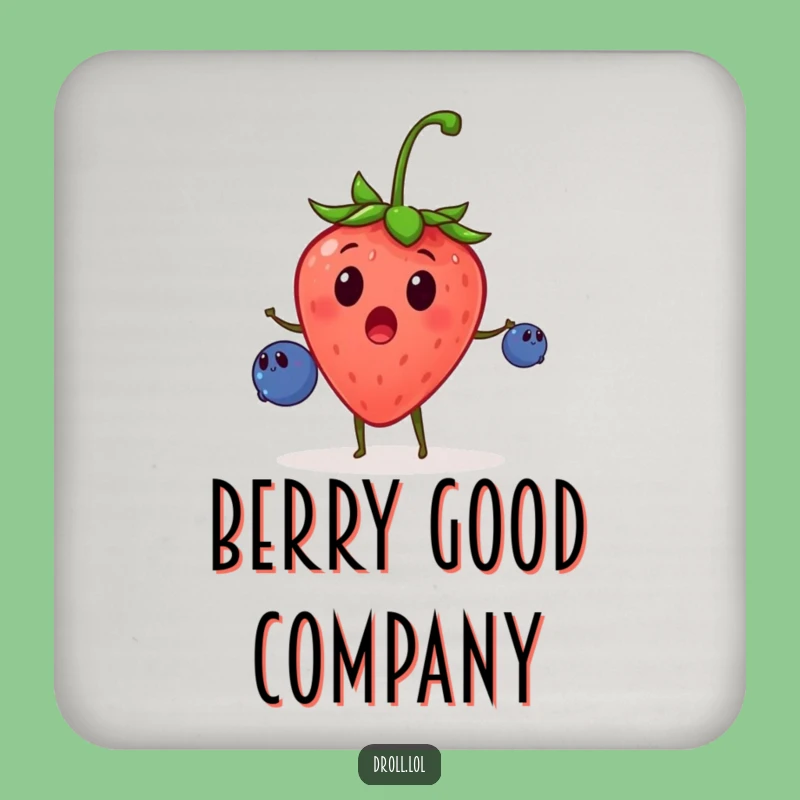 Funny Strawberry Juggling Drink Coaster: Protect Surfaces with this Berry