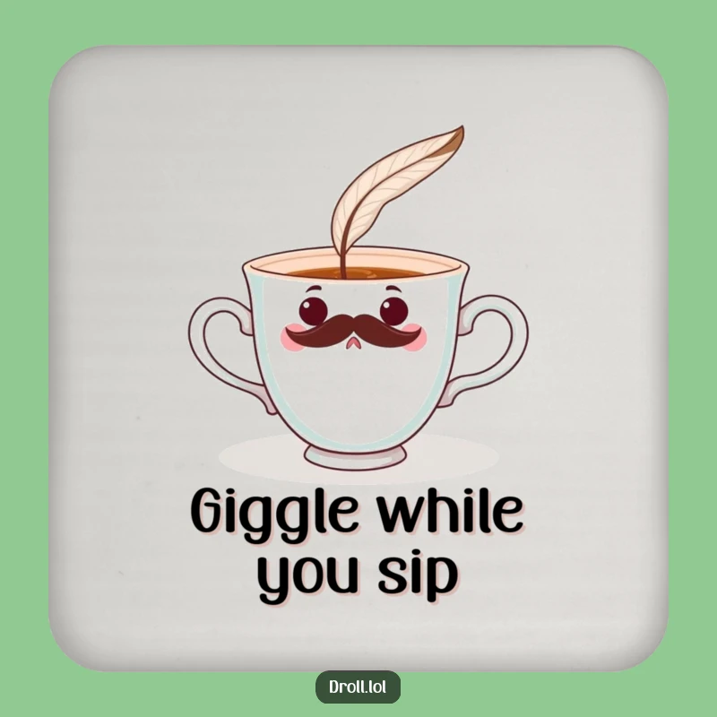 Funny Teacup Mustache Coaster: Surprised Tickle Table Gift