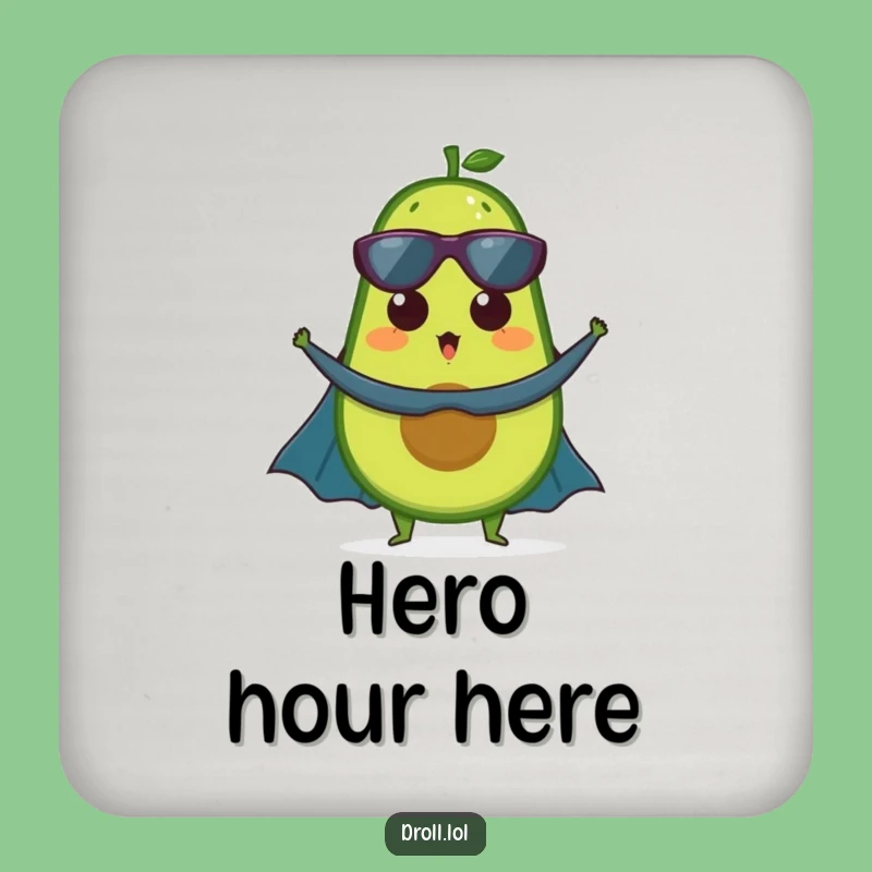 Funny Avocado Superhero Coaster - Protect Surfaces with Healthy Heroism