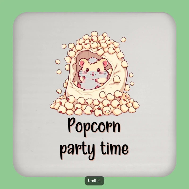 Funny Hamster Popcorn Bag Drink Coaster - Hilarious Snack Protection Gift!