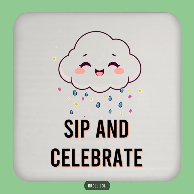Funny Happy Cloud Confetti Coaster - Protect Surfaces with Joy!