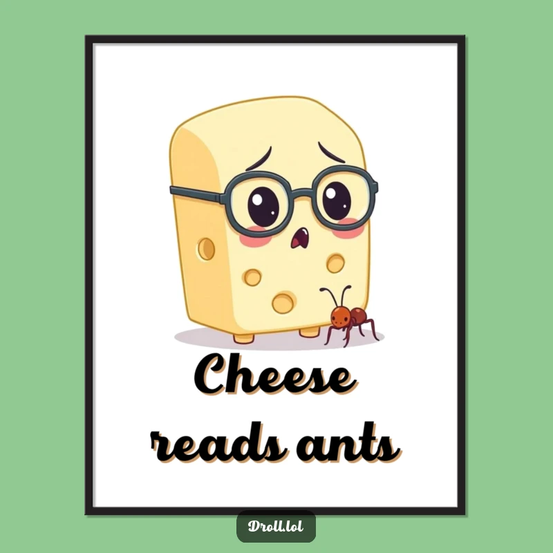 Funny Cheese & Ant Spectacles Poster - Whimsical Wall Art for the Observant