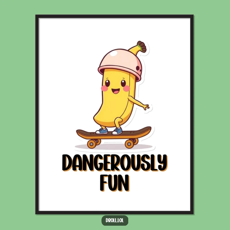 Funny Banana Skater Poster: Epic Helmeted Peel Art, Perfect Gift for Wall Decor