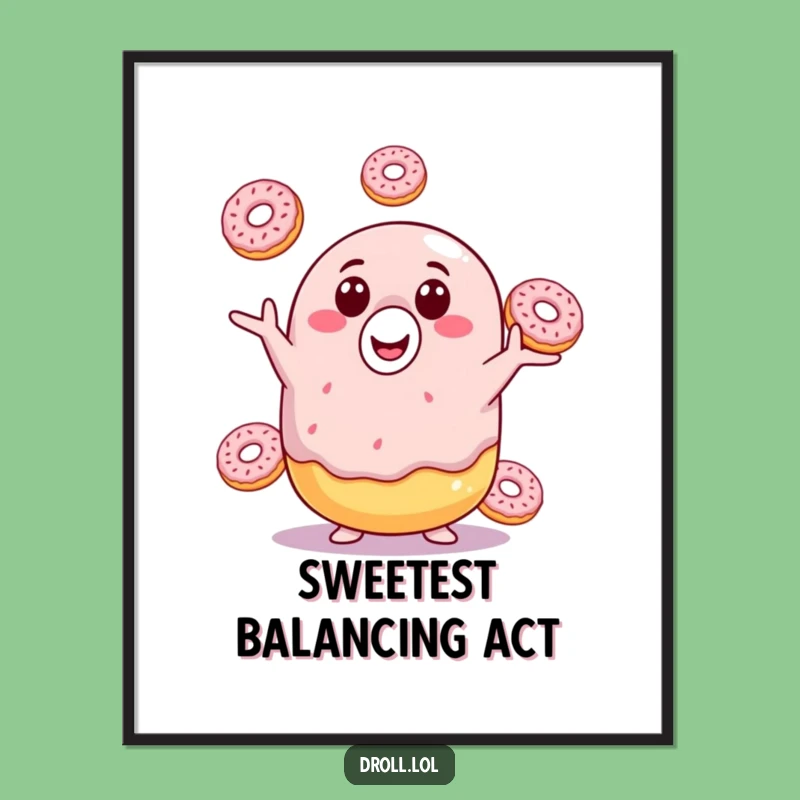 Funny Donut Juggling Poster: Bring Joy and Laughter to Your Walls with This Art Print
