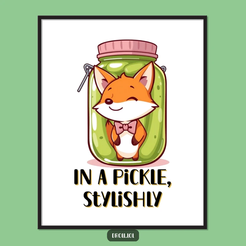 Funny Fox Pickle Jar Poster: Decorate with Absurd, Humorous Art