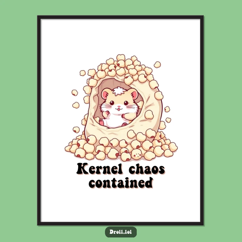 Funny Hamster Popcorn Bag Wall Art Poster - Hilarious Decor Gift!