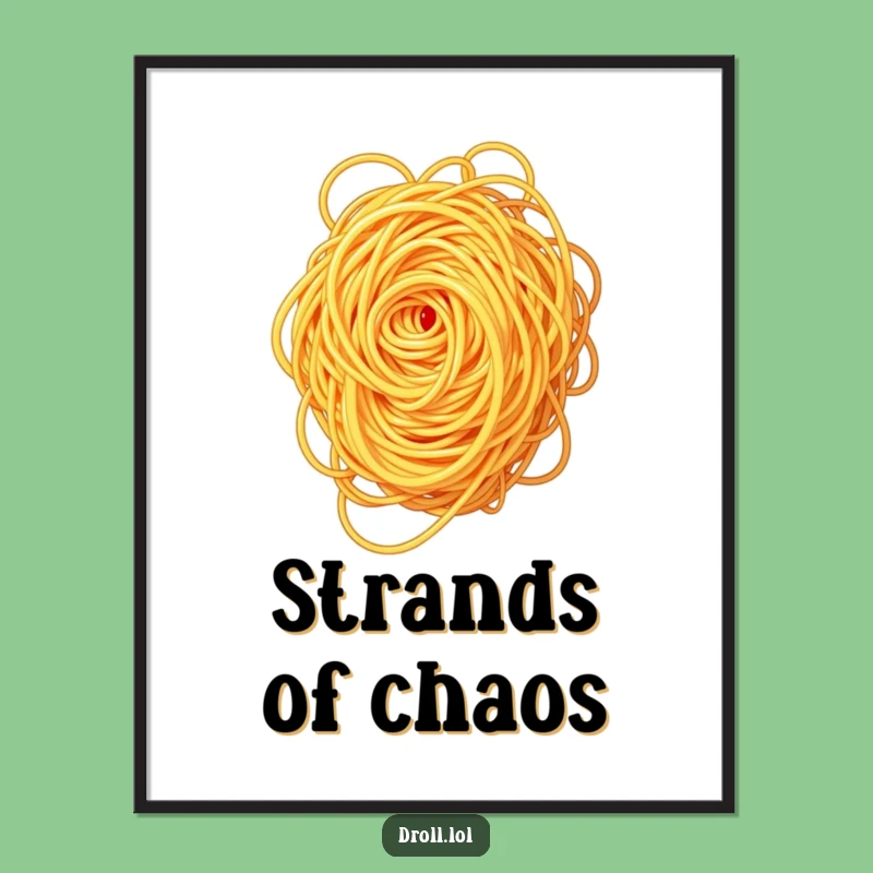 Funny Spaghetti Swirl Poster: Untangling Pasta's Quirky Mealtime Wall Art Gift