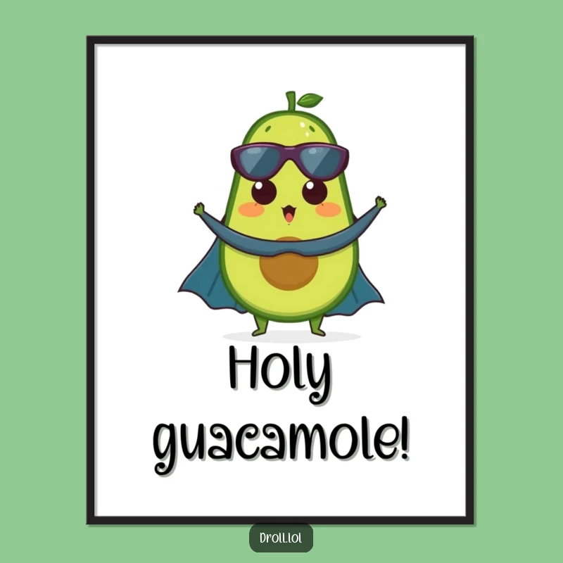 Funny Avocado Superhero Poster - Hilarious Healthy Hero Wall Art