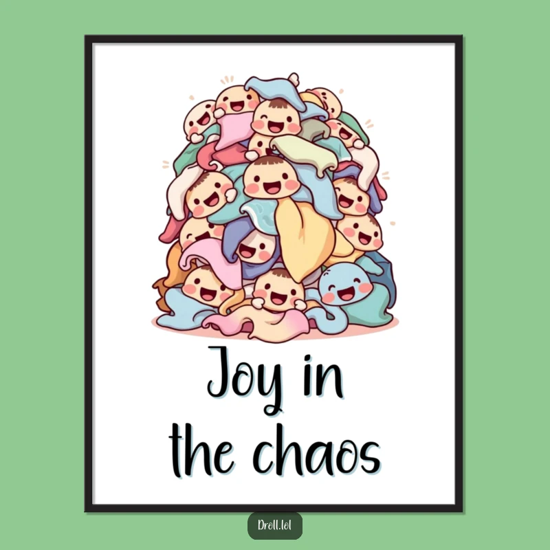 Funny Laundry Pile Poster - Whimsical Chore Art Print for Walls